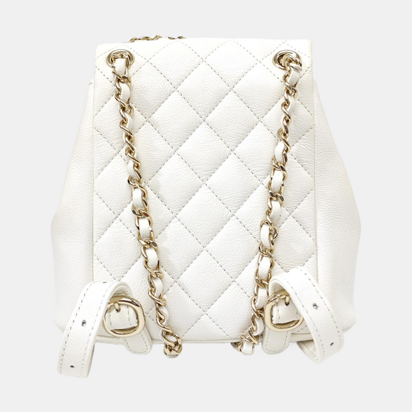 DUMA Small Quilted Grained Calfskin White