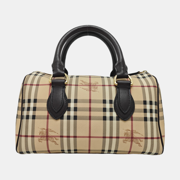 Coated Canvas Top Handle Bag Beige