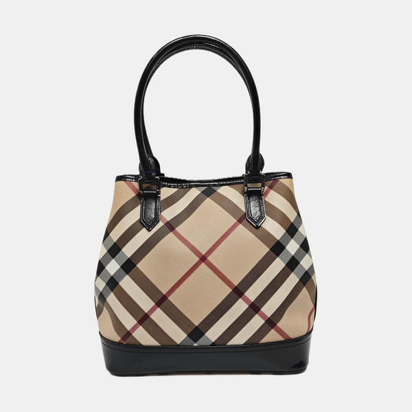 Coated Canvas Top Handle Bag Beige