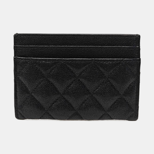 BOY CHANEL Quilted Grained Calfskin Black Card Holder