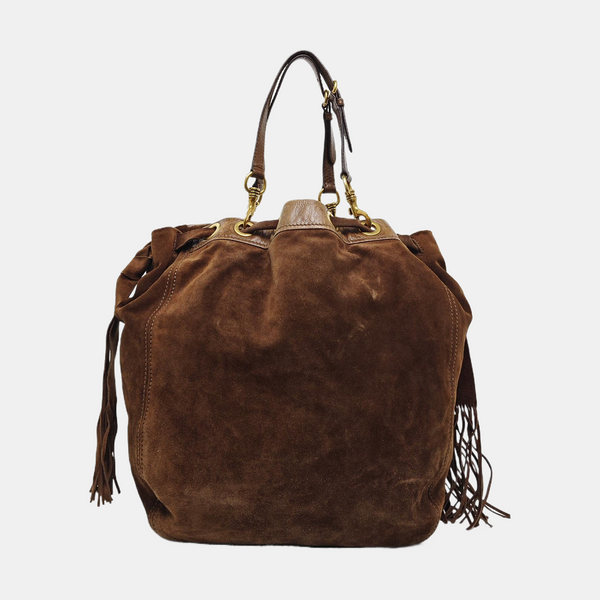 Suede Bucket Bag Brown