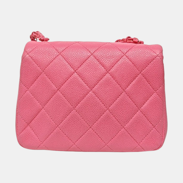 CLASSIC FLAP Mini Quilted Grained Calfskin Red