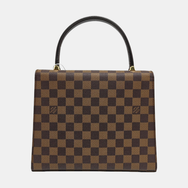 Coated Canvas Top Handle Bag Brown