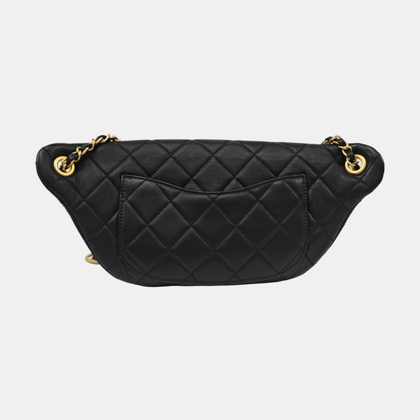 Quilted Lambskin Belt Bag Black