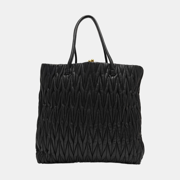 Quilted Lambskin Top Handle Bag Black