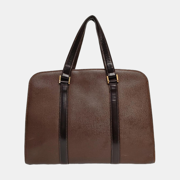 Calfskin Top Handle Bag Brown