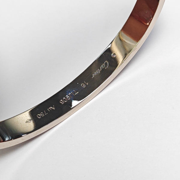 LOVE 18k White Gold Silver Bangle
