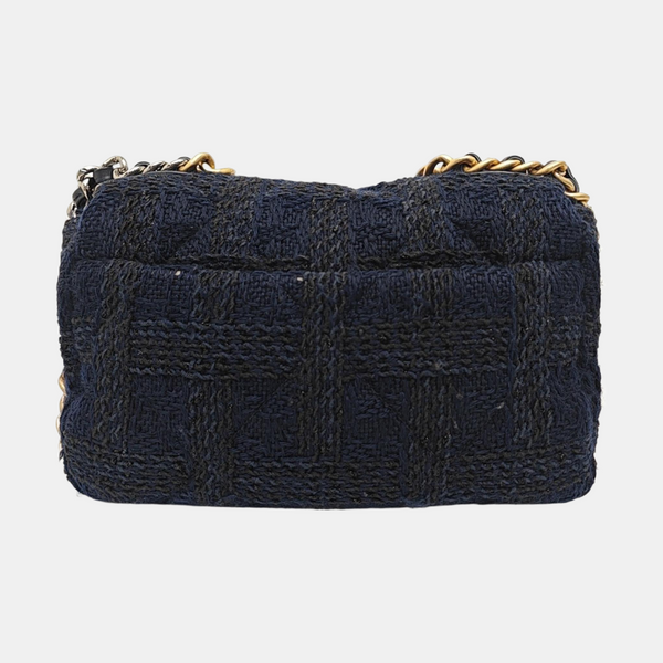 CHANEL 19 Small Quilted Fabric Blue