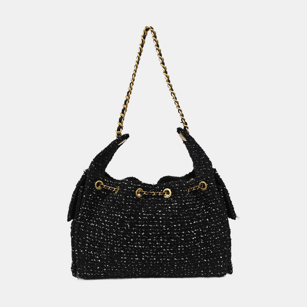 CHANEL 25 Medium Quilted Fabric Black