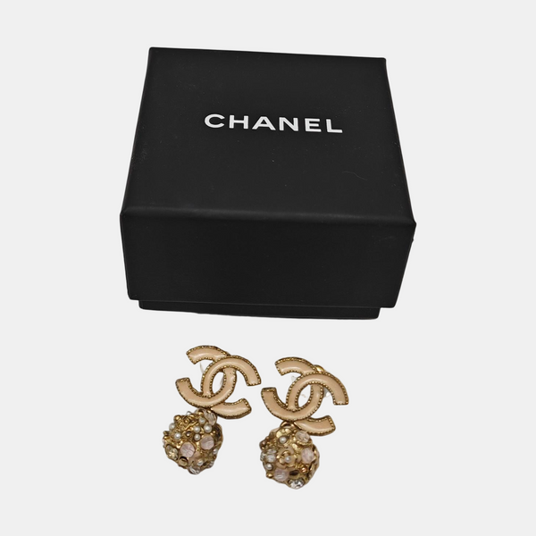 Metal Beige Stud Earrings