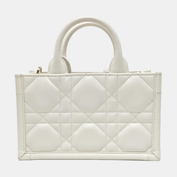 Book Tote Mini Cannage Calfskin White