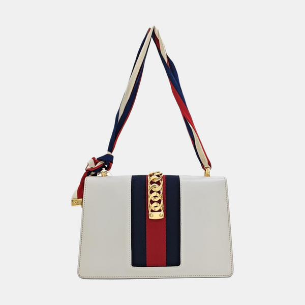 Authenticated pre-owned Sylvie Small Calfskin White - Top Handle Bag at Looply