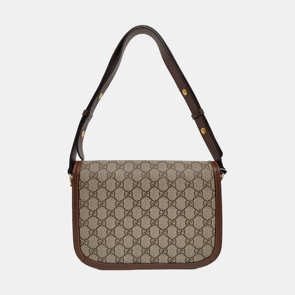 Horsebit 1955 Medium Monogram Coated Canvas Beige