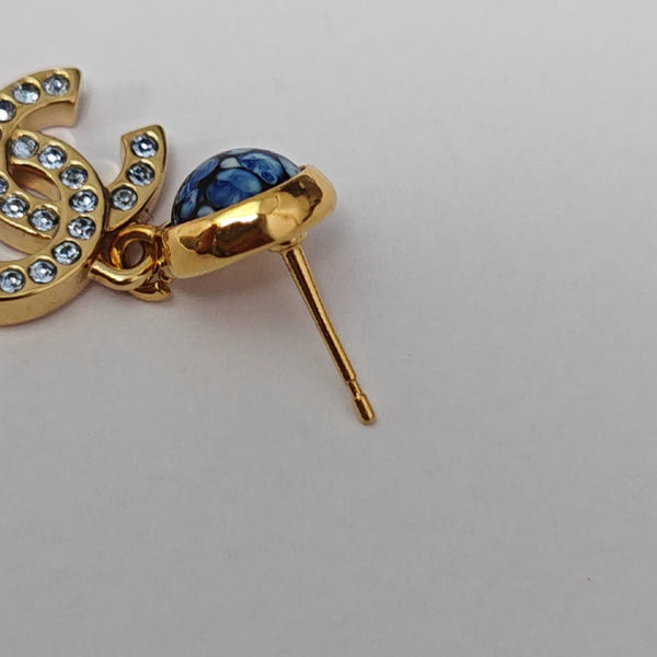 CC Logo Metal Gold Stud Earrings