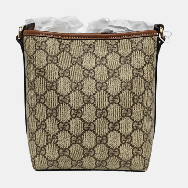 GG Emblem Monogram Coated Canvas Beige