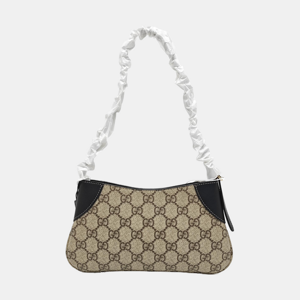 GG Emblem Small Monogram Coated Canvas Beige