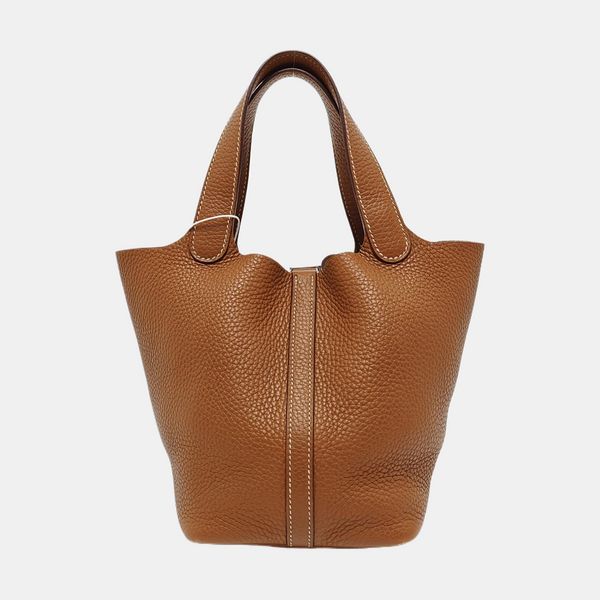 Authenticated pre-owned Picotin Lock Clemence Brown - Top Handle Bag at Looply