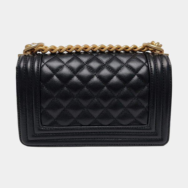 BOY CHANEL Small Quilted Grained Calfskin Black