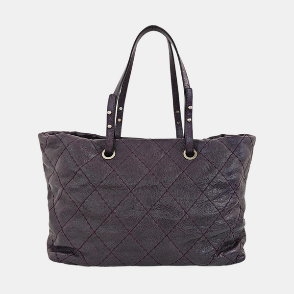 Quilted Calfskin Tote Bag Purple