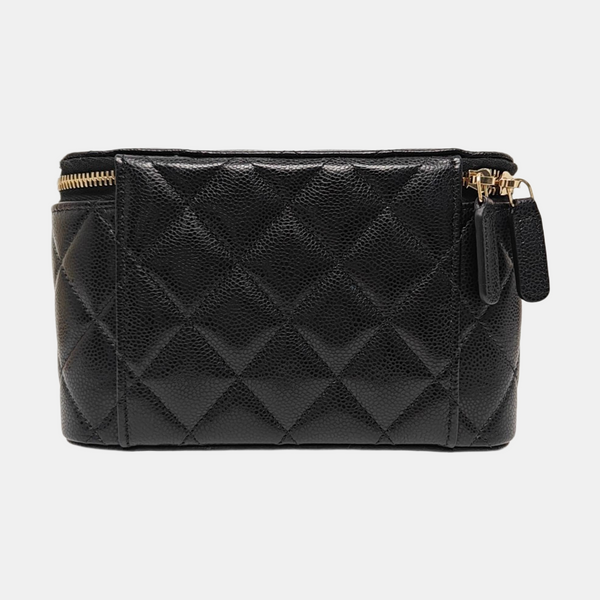 VANITY CASE Small Quilted Grained Calfskin Black