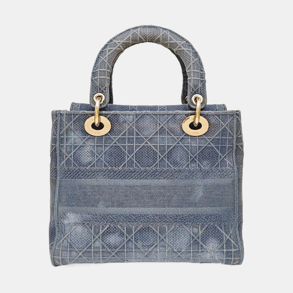 Lady D-Lite Medium Cannage Canvas Blue
