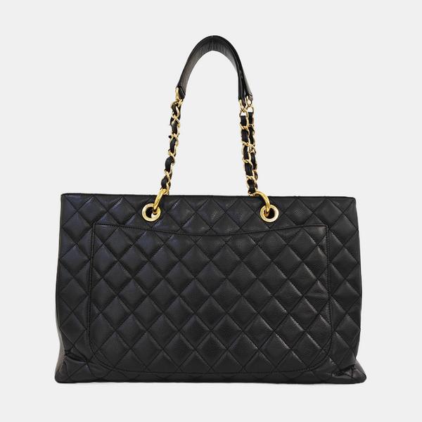 CHANEL GST Extra Large Quilted Grained Calfskin Black