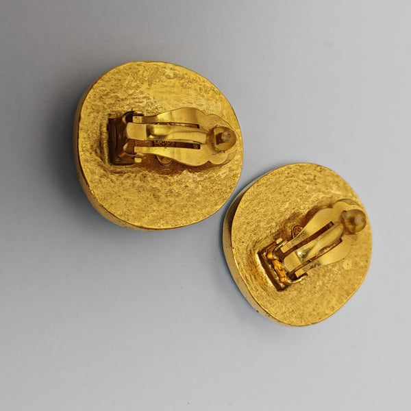 Metal Green Clip On Earrings
