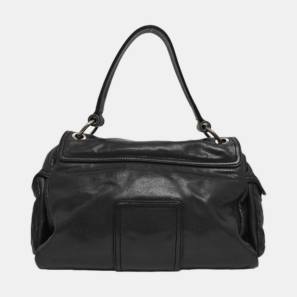 Quilted Grained Calfskin Top Handle Bag Gray