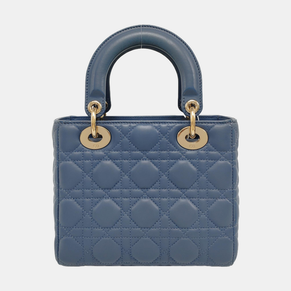Lady Dior Small Cannage Lambskin Blue
