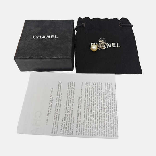 CC Logo Metal Silver Stud Earrings