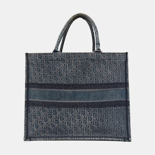 Book Tote Large Oblique Canvas Blue