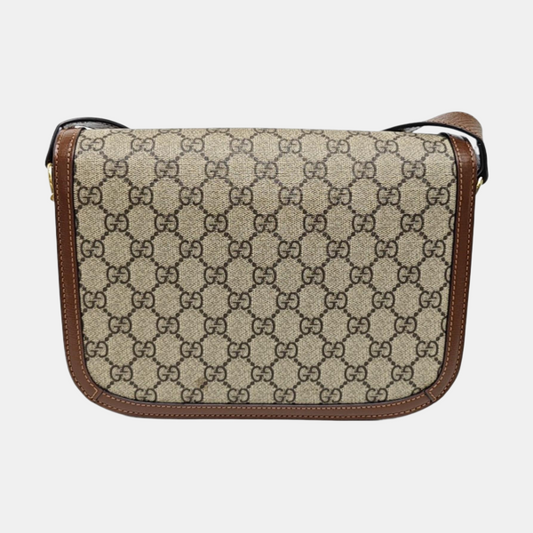 Horsebit 1955 Medium Monogram Coated Canvas Beige