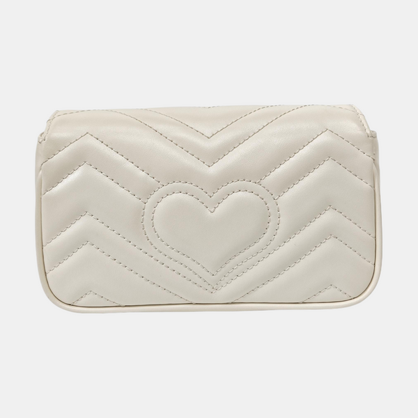 GG Marmont Mini Quilted Calfskin White