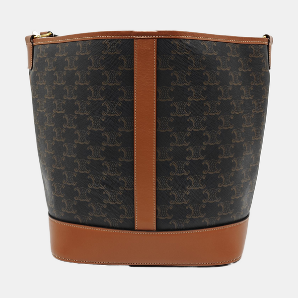 Authenticated pre-owned TRIOMPHE CANVAS Medium Coated Canvas Brown - Bucket Bag at Looply
