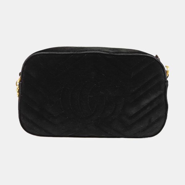 GG Marmont Small Quilted Velvet Black