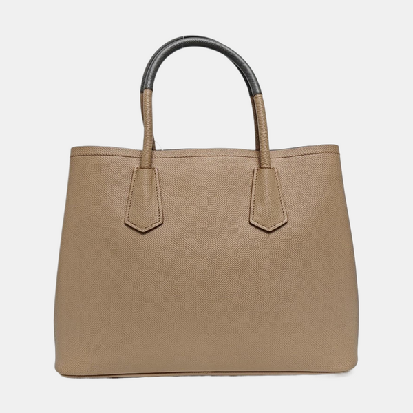 Double Medium Saffiano Calfskin Beige