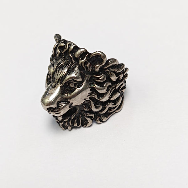 Lion Head Metal Silver Ring HK 23