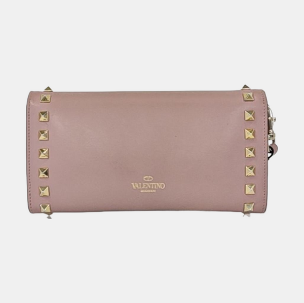 Cartera rosa de piel de ternera Rockstud