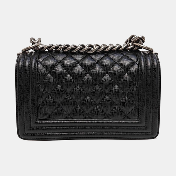 BOY CHANEL Small Quilted Grained Calfskin Black