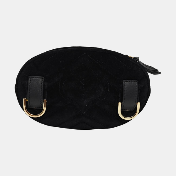 Authenticated pre-owned GG Marmont Quilted Velvet Black - Belt Bag at Looply