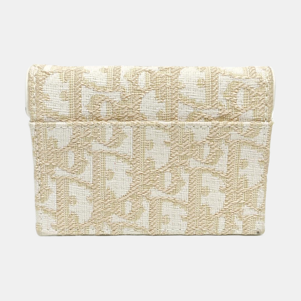 Saddle Mini Oblique Canvas White Card Holder