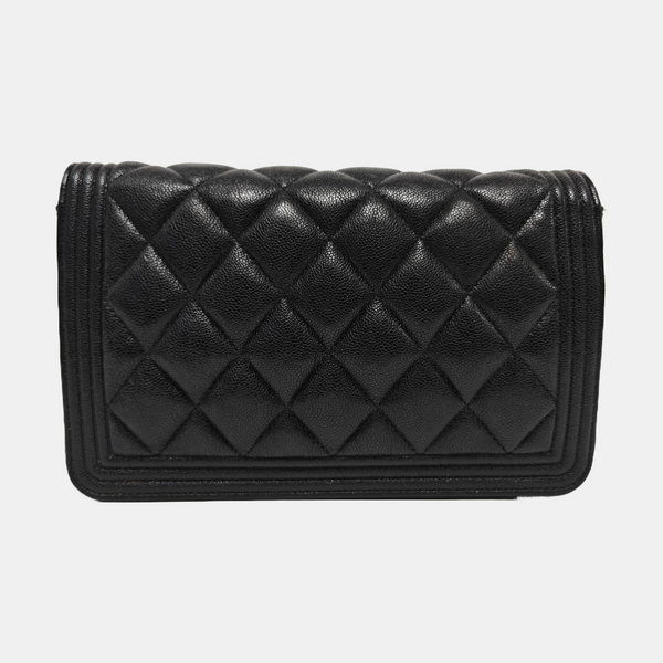 BOY CHANEL Mini Quilted Grained Calfskin Black