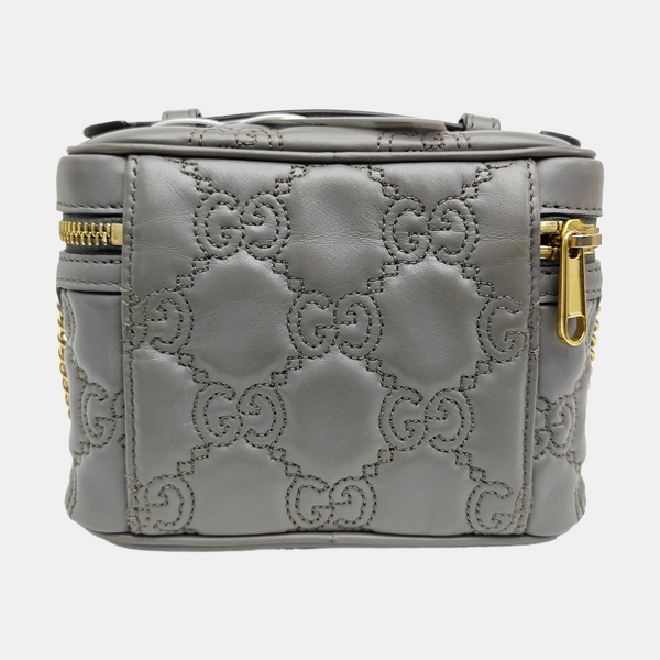 GG Matelassé Mini Quilted Calfskin Gray