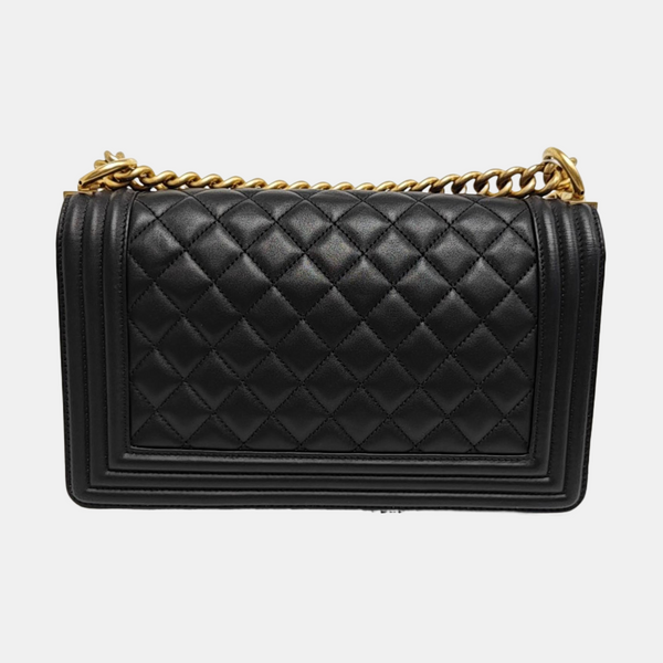 BOY CHANEL Medium Quilted Calfskin Black