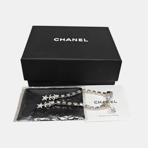 CC Logo Brass Silver Stud Earrings
