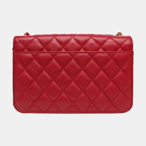 Quilted Calfskin Shoulder Bag Red