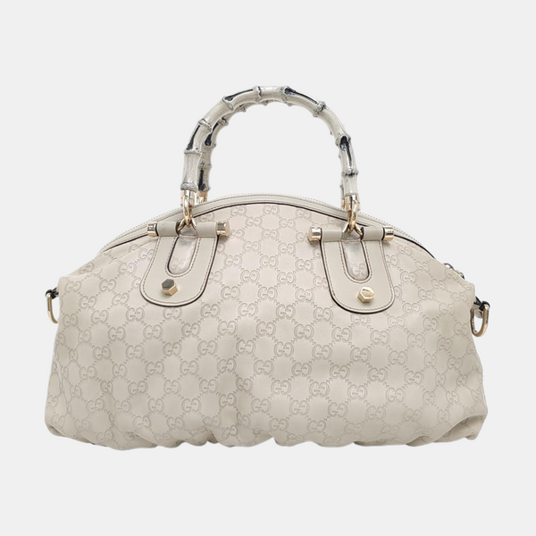 Monogram Calfskin Top Handle Bag White