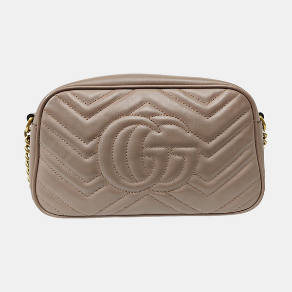 GG Marmont Small Quilted Calfskin Beige