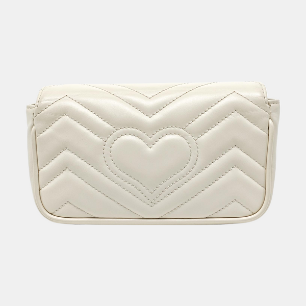 GG Marmont Mini Quilted Calfskin White