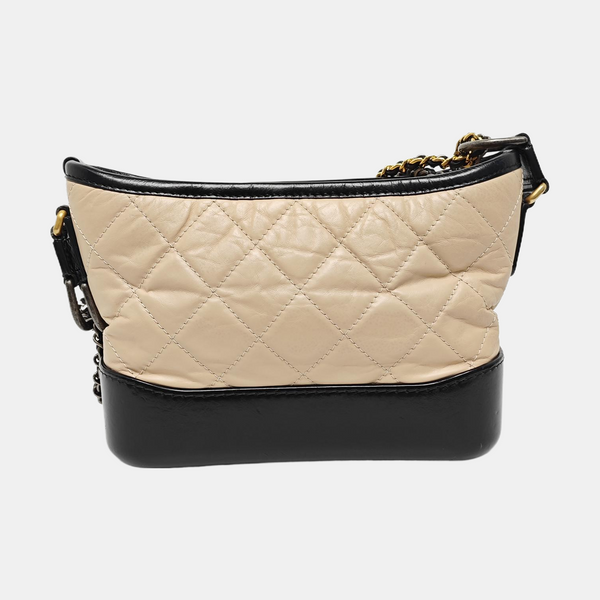 GABRIELLE Small Quilted Calfskin Beige